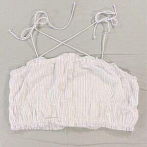 Y2K Aerie Women XL Smocked Milkmaid Top Coquette Urban Romantic Coastal Crop